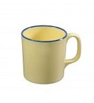 JAB VINTAGE MELAMINE YELLOW / BLUE RIM MUG 350ml