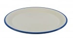 JAB VINTAGE MELAMINE CREAM / BLUE RIM ROUND PLATE 190mmØ