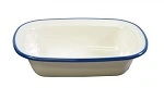 JAB VINTAGE MELAMINE CREAM / BLUE RIM RECT SERVER 590ml