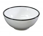 JAB VINTAGE MELAMINE WHITE / BLACK RIM ROUND BOWL 710ml