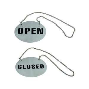 WALL SIGN 18/10 OPEN/CLOSE ROUND WITH CHAIN 