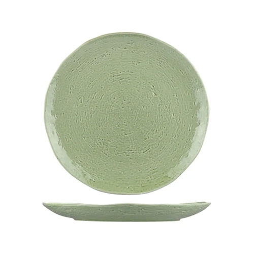 LONG FINE UNIQ TEXTURED GREEN ROUND PLATE 265mm