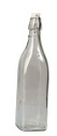 GLASS WATER BOTTLE 1.0 LTR SQUARE SWING TOP