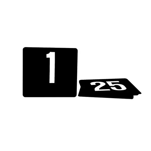 TABLE NUMBER SET, 1-100, WHITE ON BLACK