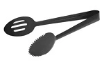 TABLEKRAFT ROUND SPOON TONG GUN METAL, ONE SIDE SLOTTED