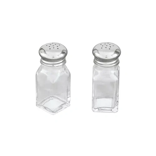 GLASS SALT &amp; PEPPER SHAKER 60ml SQUARE