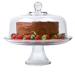 ANCHOR HOCKING CANTON FOOTED CAKE PLATE W/ DOME