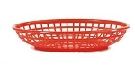 CONEY ISLAND PLASTIC SERVING BASKET OVAL RED