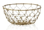 CONEY ISLAND FISHING NET WIRE ROUND BASKET PATINA