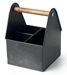 CONEY ISLAND UTENSIL CADDY 3 COMP BLACK W/ HANDLE