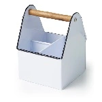 CONEY ISLAND UTENSIL CADDY 3 COMP WHITE W/ HANDLE