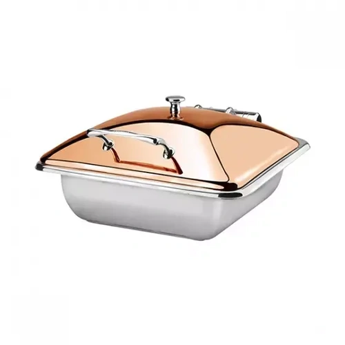 PRINCESS RECTANGULAR INDUCTION CHAFER 1/2 SIZE W / GOLDEN ROSE LID