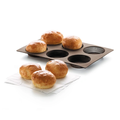 Lékué Silicone Bread Rolls Mould Brown | 6 Roll Baking Mould