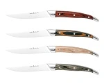 WILKIE BROTHERS 4 PIECE STEAK KNIFE SET PAKKA WOOD