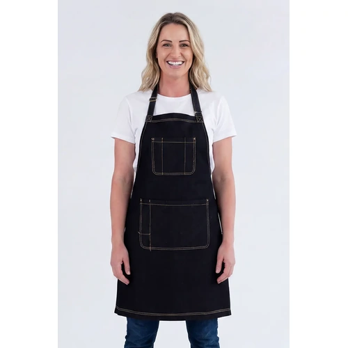 Leo Bib Apron -Black Denim
