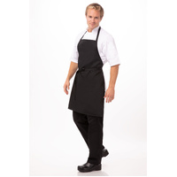 CHEF WORKS BLACK BIB APRON NO POCKET