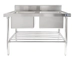 KK S/ST DOUBLE SINK BENCH 150mm SPLASHBACK 1200mmW