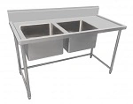 KK S/ST DOUBLE SINK BENCH 150mm SPLASHBACK 1500mmW