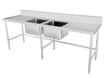 KK S/ST DOUBLE SINK BENCH 150mm SPLASHBACK 2400mmW