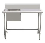 KK S/ST SINGLE SINK BENCH 150mm SPLASHBACK 1200mmW