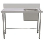 KK S/ST SINGLE SINK BENCH 150mm SPLASHBACK 1500mmW