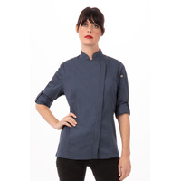 CHEF WORKS LADIES HARTFORD BLUE ZIPPER JACKET