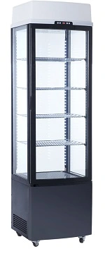 EXQUISITE 4 SIDED UPRIGHT GLASS DISPLAY FRIDGE BLACK