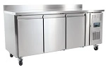 POLAR U SERIES 3 DOOR COUNTER FRIDGE W/ SPLASHBACK