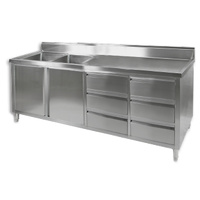 S/ST KITCHEN TIDY CABINET WITH DOUBLE LEFT SINKS