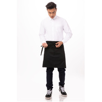 CHEF WORKS HALF BISTRO APRON BLACK, WITH POCKET 