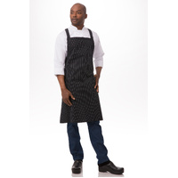 CHEF WORKS CROSS OVER BIB APRON BLACK &amp; WHITE STRIPE