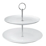 OLYMPIA 2 TIER CAKE STAND W/  PORCELAIN PLATES