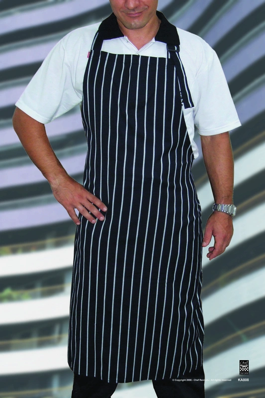 GLOBAL CHEF UK NAVY / WHITE STRIPE BIB APRON