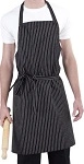 GLOBAL CHEF DELI BIB PIN STRIPE BLK &amp; WHITE APRON