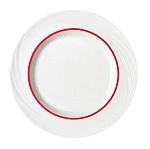 DONNA SENIOR PLATE FLAT W/RIM 24cm WIDE RED BAND