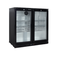 EXQUISITE BACK BAR DISPLAY FRIDGE SWING DOORS 199 LTR BLACK