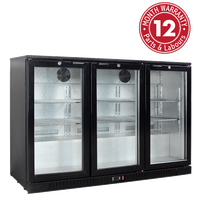 EXQUISITE BACK BAR FRIDGE 3 GLASS DOORS 308 LITRE