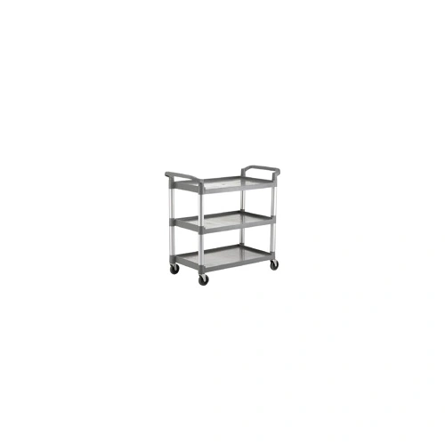 GREY PLASTIC TROLLEY 3 TIER HEAVY DUTY