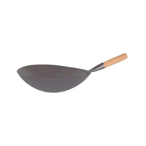 CHEF INOX IRON WOK 355mm WOOD HANDLE