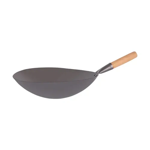 CHEF INOX WOK IRON 400mm WOOD HANDLE