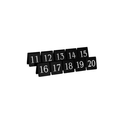 SET OF TABLE NoS 11-20 WHITE TEXT ON BLACK 75x55mm