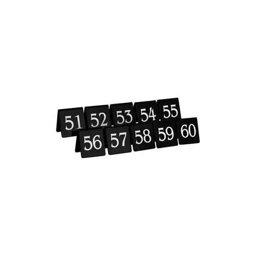 SET OF TABLE NoS 51-60 WHITE TEXT ON BLACK 75x55mm