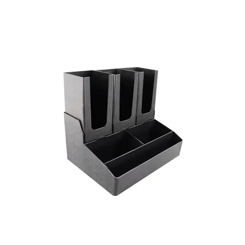 CHEF INOX CUP & CONDIMENT ORGANISER 6 COMPARTMENT BLACK 