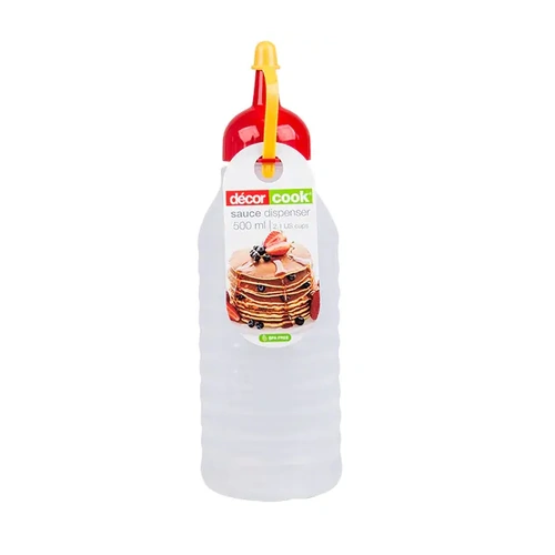 DECOR GRADUATED SAUCE DISPENSER CLEAR WITH LID 500ml