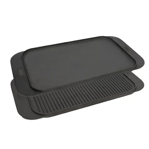 Khast Rectangle Reversible Griddle 48 x 26cm | Pre-Seasoned Cast Iron Griddle