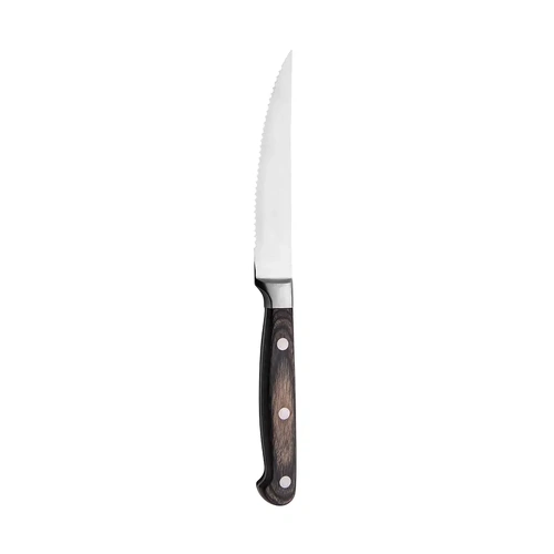 CAVALIER STEAK KNIFE POINTED TIP BROWN HANDLE 230mm 12 doz