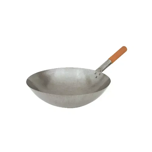WOK IRON ROUND BOTTOM W/ WOOD HANDLE 300mmØ