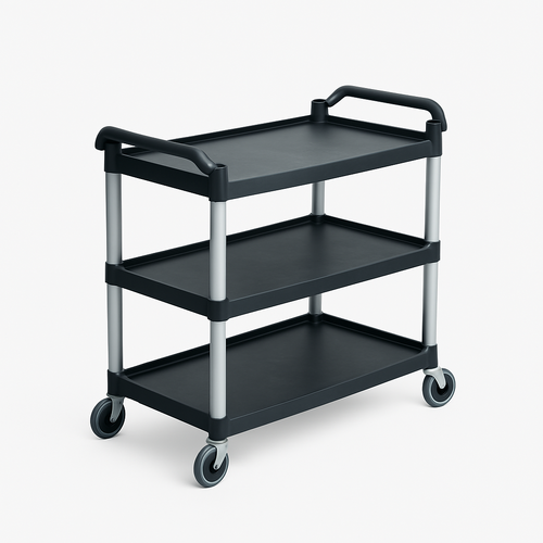 KK BLACK PLASTIC TROLLEY 3 TIER MEDIUM DUTY