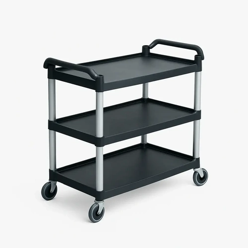 KK BLACK PLASTIC TROLLEY 3 TIER MEDIUM DUTY