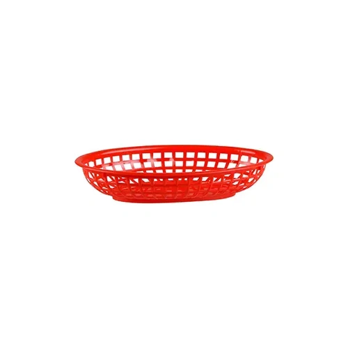 MODA PLASTIC SERVING BASKET OVAL RED